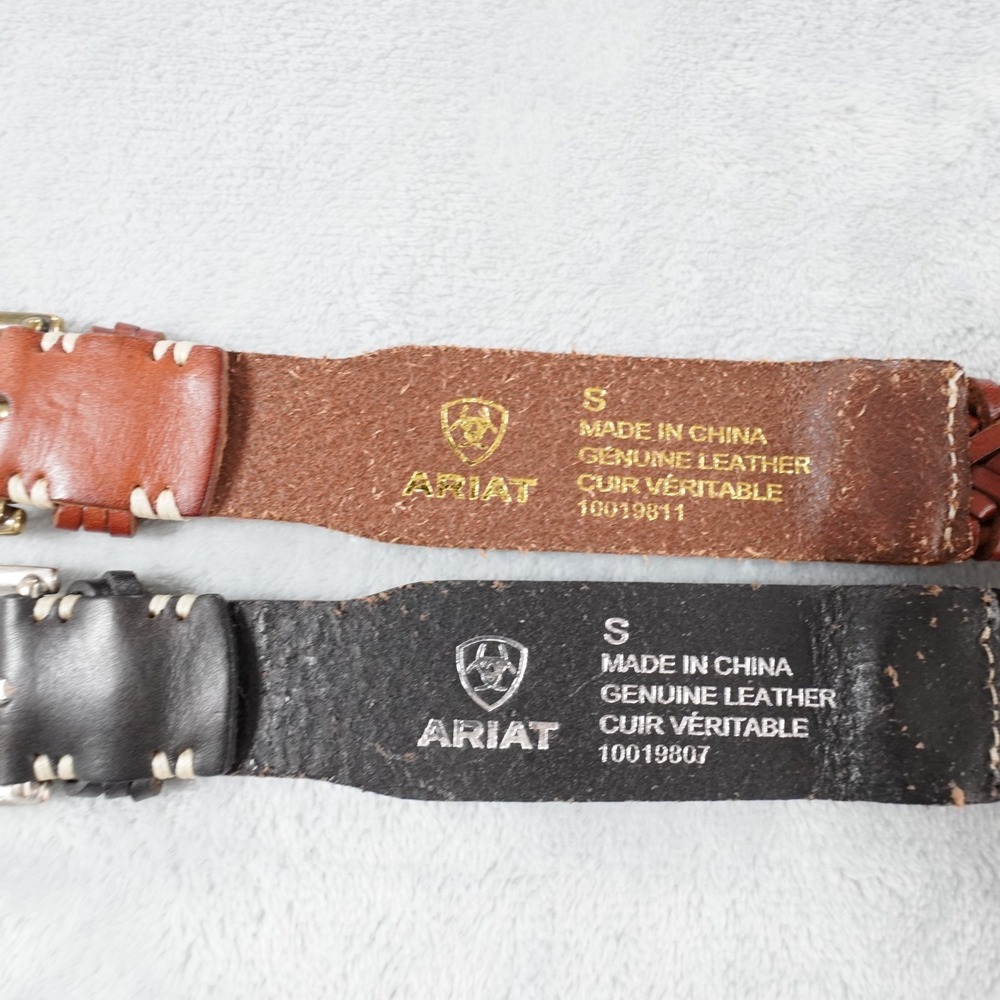 Ariat Braided Leather Belts Lot of 2 Black Brown Mens Small Dress Casual Classic - Picture 7 of 7